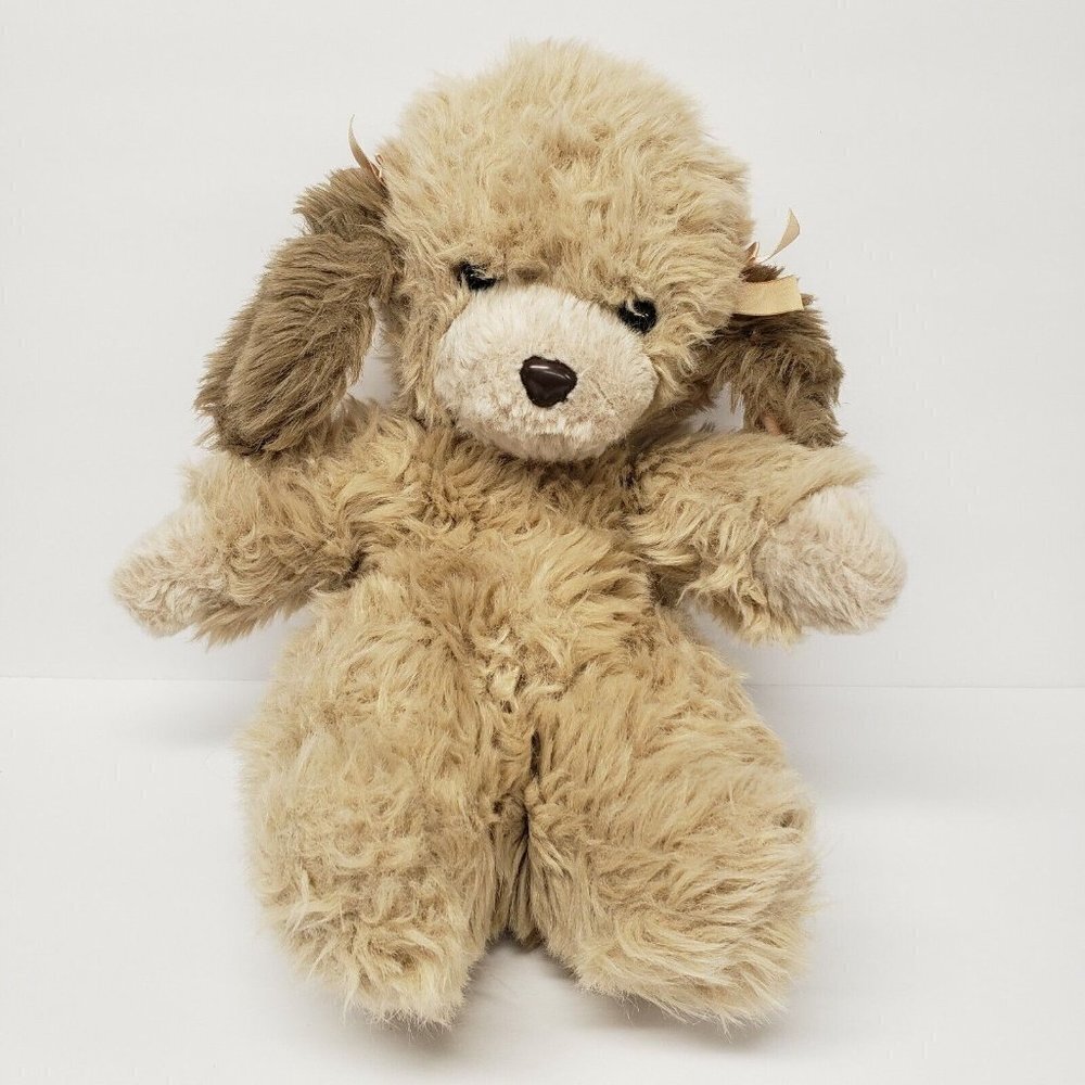 Vintage 13" Mattel Emotions Dog Bows 1984 Made in Korea Stuffed Animal Plush